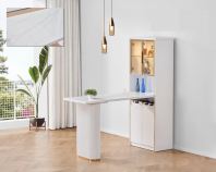 Vetra Extend Bar Table & Display Cabinet Set (white / black)