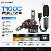TECH-KING T100C LED HEADLIGHT - 3 COLOR WITH FLASH (110W) TECH-KING T100C LED HEADLIGHT - 3 COLOR WITH FLASH (110W)