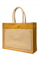 Laminated Jute / Canvas Tote Bag with Cotton Handle/43cm(L) x 15cm(D) x 35cm(H)/JB17