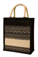 Laminated Jute / Canvas Tote Bag with Cotton Handle/30cm(L) x 15cm(D) x 35cm(H)/JB18