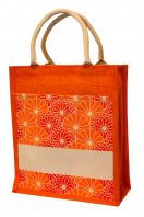 Laminated Jute / Canvas Tote Bag with Cotton Handle/30cm(L) x 15cm(D) x 35cm(H)/JB20