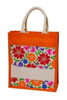 Laminated Jute Canvas Tote Bag/30cm(L) x 15cm(D) x 35cm(H)/JB26