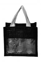 Laminated Jute Canvas Mini Tote Bag/22.5cm(L) x 13.5cm(W) x 35cm(H)/JB24