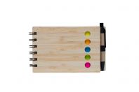 Bamboo Notebook With Pen & Sticky Notes/9cm(L) x 14.3cm(H)/EC08