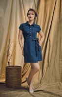 Tie-Waist Denim Mini Dress