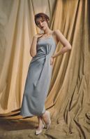 Minimal Twist Strap Midi Dress