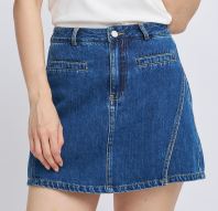 Contour Stitch Denim Skort