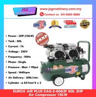 EUROX AIR PLUS EAG-2-6063F 60L 2HP Air Compressor 1.5kW with JKKP Certificate