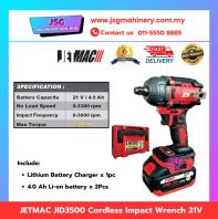 JETMAC JID3500 21V 350NM High Torque Cordless Impact Wrench w/ 2 Batteries 4.0Ah