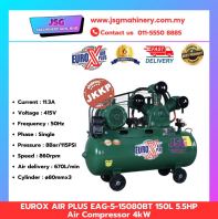 EUROX AIR PLUS EAG-5-15080BT 150L 5.5HP Air Compressor 4kW Belt Drive 8 Bar 415V Heavy Duty