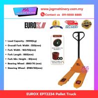 EUROX EPT2234 Manual Hydraulic Pallet Truck 2.5 Ton Heavy Duty Hand Pallet Jack 2500kg Warehouse Equipment