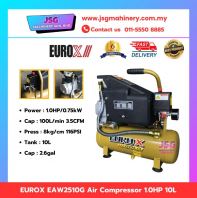 EUROX EAW2510G Air Compressor 1.0HP 10L Portable Electric Air Compressor 8 Bar 116 PSI 240V Workshop Compressor