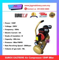EUROX EAZ75010 Oil Free Air Compressor 1.5HP 10L Portable Electric Compressor 8Bar 116PSI Workshop Air Pump