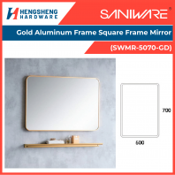 SANIWARE Gold Aluminum Frame Square Frame Mirror (SWMR-5070-GD) | Saniware Products in Selangor