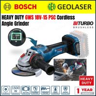 Bosch 18V HEAVY DUTY GWS 18V-15 PSC BITURBO Cordless Paddle Swith (Deadman Switch) Angle Grinder - SOLO unit