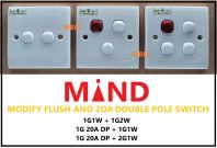 MIND CUSTOM MADE FLUSH SWITCH / 20A DOUBLE POLE SWITCH (1G1W + 1G2W / 20A DP + 1G1W / 20A DP + 2G1W / 20A DP + 3G1W)