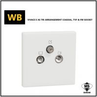 Schneider Vivace E 3G Triangle Arrangement Co-axial TV, F Type Screw Connector and FM Socket [KBN33SMATV_WE]