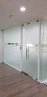 Frameless Frosted Glass Office Partition with Swing Door