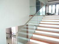 Tempered Glass Staircase Railing with Stainless Steel Handrail