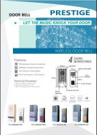 PRESTIGE  WIRELESS DOOR BELL 4CHORD 36 RINGTONES (4 COLOURS)