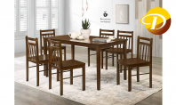 HF Q5 Dining Chair + SQT 3 x 5 Solid Top Table (1+6)   Dark Brown Dining Set