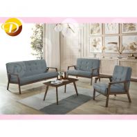 DB 9100 Wooden Sofa Set 1+2+3 Seater + Coffee Table   Walnut + Grey Cushion