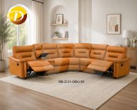 Genuine Leather 2131 Orange Color Big Corner Luxury Recliner Sofa Set (Half Leather) Genuine Leather 2131 Orange Color Big Corner Luxury Recliner Sofa Set (Half Leather)