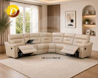 Genuine Leather 2131 Cream Color Big Corner Luxury Recliner Sofa Set (Half Leather) Genuine Leather 2131 Cream Color Big Corner Luxury Recliner Sofa Set (Half Leather)
