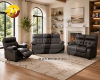 Recliner Sofa Set 2110 (1R+2+3) Genuine Leather Export Quality (Half Leather) - Dark Brown Recliner Sofa Set 2110 (1R+2+3) Genuine Leather Export Quality (Half Leather) - Dark Brown