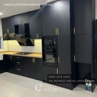 Matte Black Melamine With Sintered Stone Kitchen Cabinet