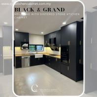 Black & Grand Melamine With Sintered Stone Kitchen Cabinet