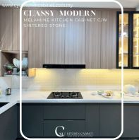 Classy Modern Melamine Kitchen Cabinet With Sintered Stone