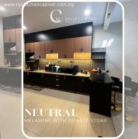 Neutral Melamine Quartz Stone Kitchen Cabinet
