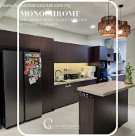 Monochrome Melamine With Quartz Stone Kitchen Cabinet