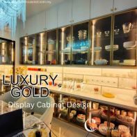 Luxury Kitchen Display Cabinet With Antique Gold Glass Frame