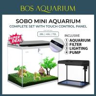 Sobo Aquarium 28L/45L/72L Fish Tank Set Pump Filter LED Light Ultra White Glass Tank SD-380F SD-480F SD-580F T-830F