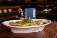 Yellow Croaker fish, Steamed with Onion Soy Sauce