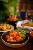 Sweet and Sour Crispy Pork Belly, Lychee and Fruits