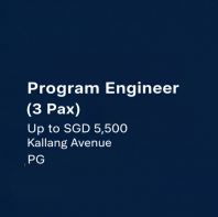 Program Engineer (3 Pax)| Up to SGD 5,500 | Kallang Avenue | PG Program Engineer (3 Pax)| Up to SGD 5,500 | Kallang Avenue | PG
