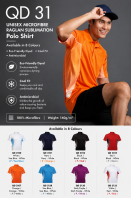 Unisex Microfibre Raglan Sublimation Polo Shirt - QD31 Unisex Microfibre Raglan Sublimation Polo Shirt - QD31