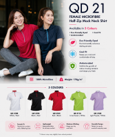 Female Microfibre Half-Zip Mock Neck Shirt - QD21 Female Microfibre Half-Zip Mock Neck Shirt - QD21