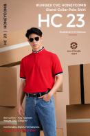 Unisex CVC Honeycomb Stand Collar Polo Shirt - HC23