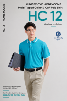 Unisex CVC Honeycomb Multi Tipped Collar & Cuff Polo Shirt - HC12