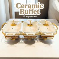 Kayuhome Triple Rectangle Porcelain Casserole Polkadot