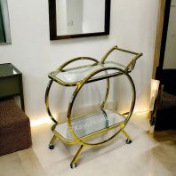 KAYUHOME TROLLEY CARBON STEEL GOLD (TOP TEMPERED GLASS, BOTTOM MIRROR) N24-89