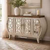KayuHome Modern Solid Wood 4 Door Storage Cabinet