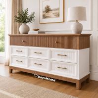 Kayuhome Solid Wood Fluted Dresser White Oak