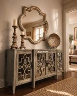 KayuHome Classic Solid Mahogany Wood Cabinet with Mirror