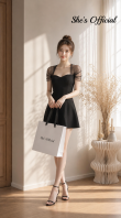 SHE'S Elegant Mesh Sleeve Mini Dress