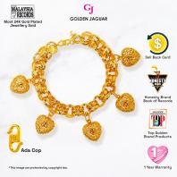 Emas Jaguar Gelang Tangan Audi Double Kikir + Love Hollow Sadur Emas 24K 64.1g (21161104-LH)